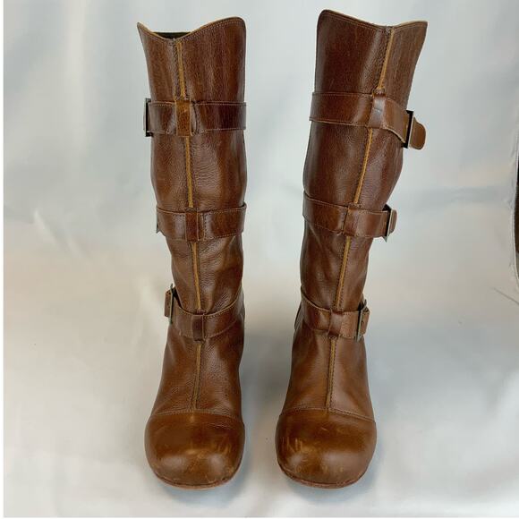 Gee WaWa Trisha Leather buckled Riding Boot Tan Rodeo Women's Size 8 - Picture 3 of 7